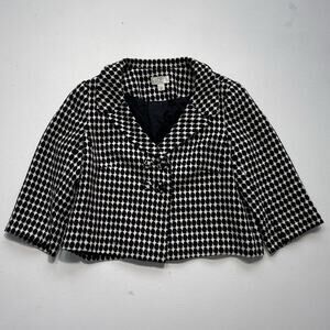 Y2K Ann Taylor Polkadot Woven Cropped Peacoat / Sz 12P Coquette Twee Swing Coat